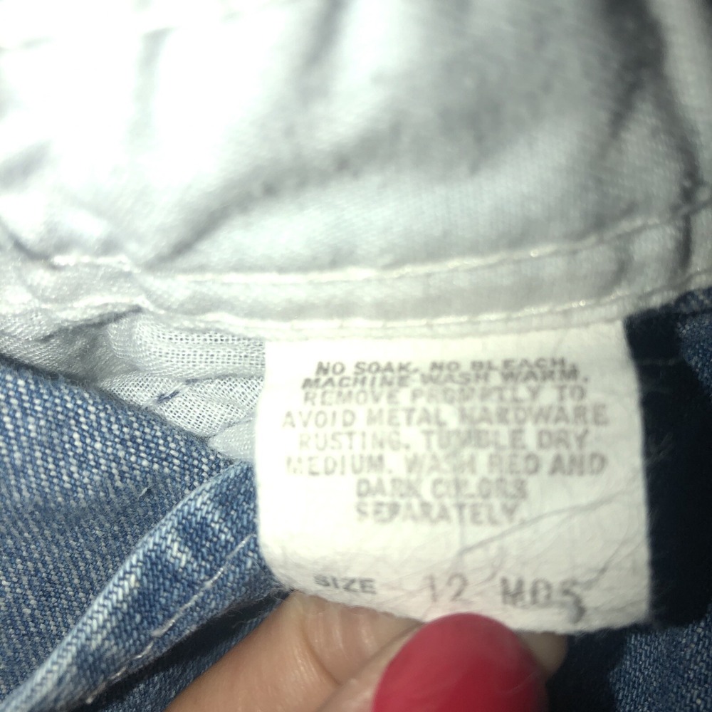 Vintage Osh Kosh B'Gosh Vestbak Denim Bib‎ Overalls 12 Months Stripe Detail USA - Picture 13 of 14